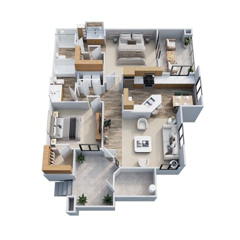 Floor plan for 2 beds, 2 baths, 1125 sqft